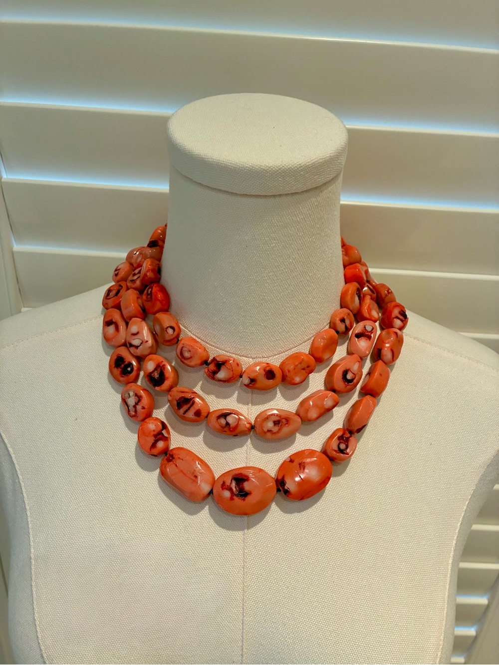 NWOT Kenneth Jay Lane Orange Coral Multi-Strand Necklace